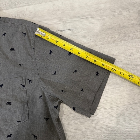 Banana Republic Luxe Poplin Slim Fit L Gray Safari Patterned Casual Shirt - Picture 4 of 17